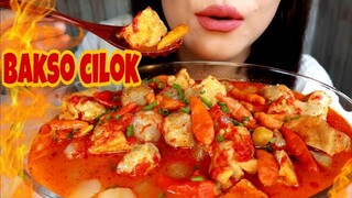 ASMR BAKSO CILOK PEDAS MENGGELEGAR YANG ASLI CABE RAWIT | ASMR MUKBANG INDONESIA | EATING SOUNDS