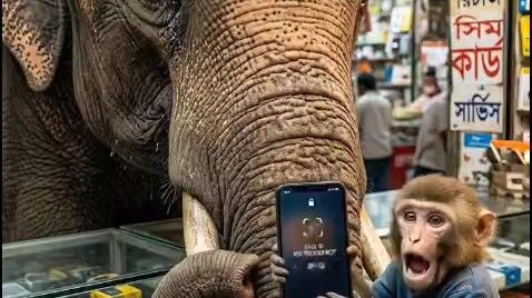 🐘📱 The elephant's Face Unlock failed… so he came up with a hilarious password! 😂 #FunnyAnimals #A