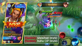 THIS IS HOW TO SNOWBALL IN THE GAME USING BRUNO!! BRUNO BEST BUILD AND EMBLEM SET 2022 - MLBB