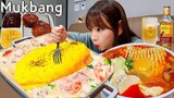 🧈크림김치오므라이스,순두부찌개,떡갈비🥘 하이볼에 환상조합! 오므라이스김볶에 크림소스😋 OMLETRICE MUKBANG ASMR EATINGSHOW REALSOUND 요리 먹방 한식