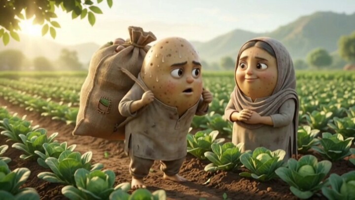 🥔 Aalo Ki Mehnat vs 🍆 Baingan Ka Guroor | Emotional Cartoon Story | Urdu Kahani ❤️
