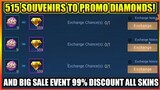 BIG EVENT! 515 SOUVENIRS TO PROMO DIAMONDS AND BIG SALE EVENT 99% DISCOUNT! | MOBILE LEGENDS 2021