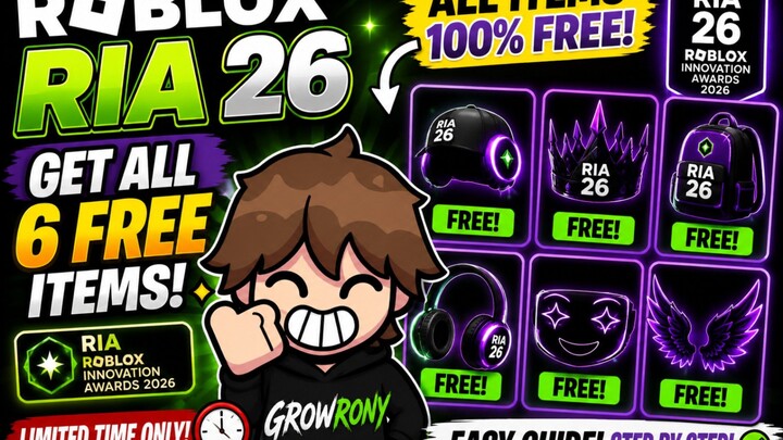 Roblox RIA 2026: Get All 6 FREE Items! 🎁 Full Guide & Easy Tutorial | GrowRony