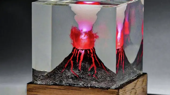 How to make an erupting volcano resin cube【Jedrek】