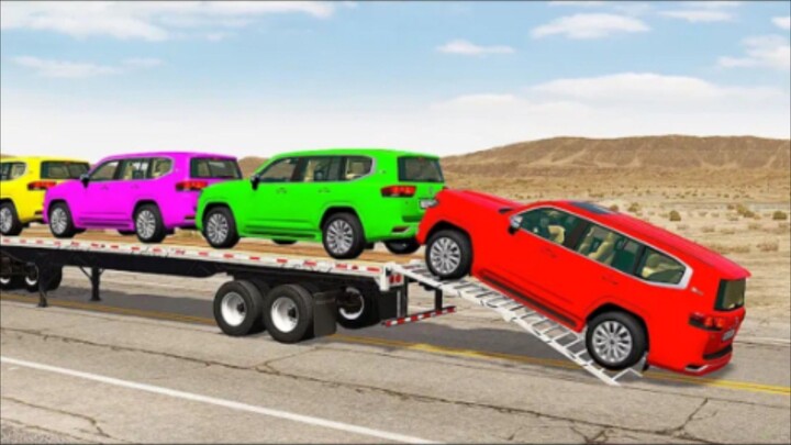 Flatbed truck mcqueen | transportaton with truck - pothol vs car #BeamNG.Drive