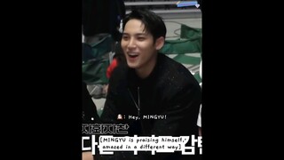 minghao and dk reaction when mingyu praising himself 😭😂 #seventeen #mingyu #the8 #dk #dokyeom