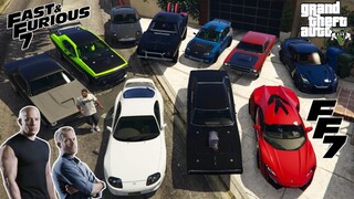 GTA 5 - Stealing Fast And Furious 7 Movie Cars with Franklin | (GTA V Real Life Cars #66)