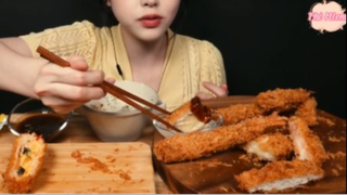 Cơm cùng thịt chiên xù có cả phô mai kéo sợi phần 6 #mukbang