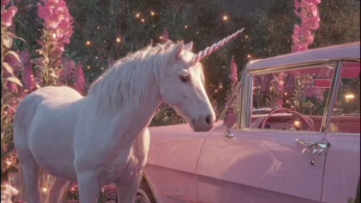 梦核 | 独角兽与粉色汽车和土星 ☁️Unicorn, Pink Car & Saturn Garden