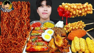 ASMR MUKBANG 직접 만든 대왕 가래떡 떡볶이 불닭볶음면 치즈스틱 핫도그 먹방 & 레시피 FIRE NOODLES AND Tteokbokki EATING SOUND!