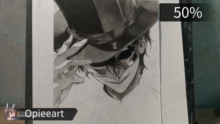 50% drawing process mask man 🎭