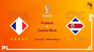 FIFA:World Cup Group Stage matchday 1 Group F: France 2-1 Costa Rica