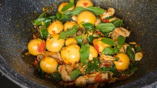 กระเพราพวงไข่อ่อน | ครัวอร่อยมาก