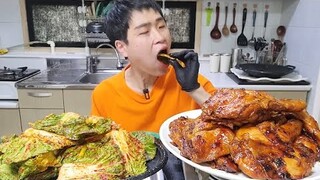 꽃돼지 인천 모래내시장 봄동겉절이 BBQ자메이카통다리 짜장밥 한식먹방[korean food]mukbang Eating show 吃播
