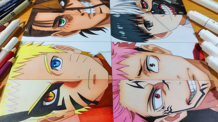 ภาพวาด - NARUTO EREN ITADORI & KANEKI ด้วยโหมดความโกรธ