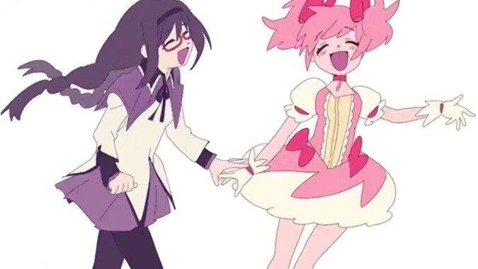 Homura tried her best but still couldn't grab Madoka's hand.