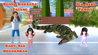 Baby kia Kebanjiran Datang Buaya Raksasa | Ica Alwi Family Vlog | Drama Sakura School Simulator