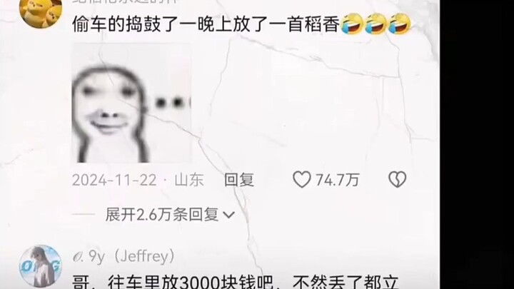 偷车的捣鼓了一晚上放了一首稻香