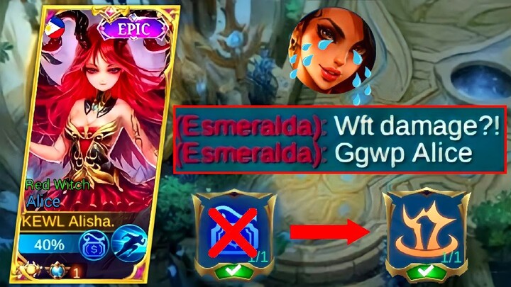 THIS ALICE TANK EMBLEM DESTROYS META ESMERALDA UNTIL FEEDER│TOP GLOBAL ALICE-MLBB