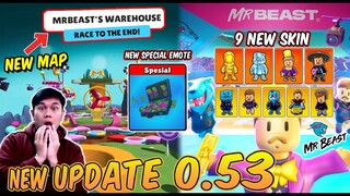 NEW BIG UPDATE 0.53! STUMBLE GUYS COLLAB DENGAN MR BEAST! MAP BARU MR BEAST WAREHOUSE & 9 SKIN BARU