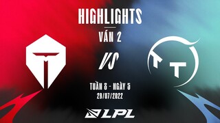 TES vs TT | Highlights - Game 2 | Tuần 8 Ngày 5 | LPL Mùa Hè 2022