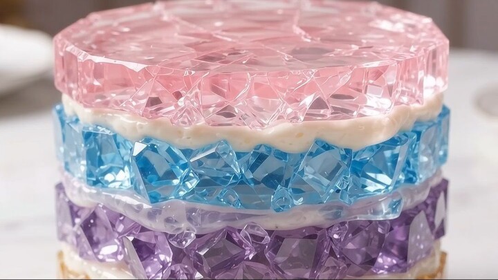Cutting a Rainbow Crystal Cake 🌈💎 | Satisfying ASMR