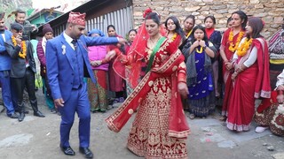 Bride and Groom Dancing in Nepalese Panchebaja | Nepalese Style Wedding |