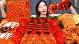 불닭 🔥 오징어 팽이버섯 & 오징어 튀김 불닭볶음면 먹방 SPICY Squid Enoki Mushrooms Seafood Noodles Mukbang ASMR Ssoyoung