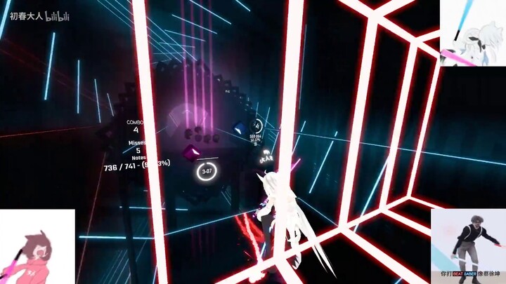 (เกม Beat Saber) ใช้เสียงตามสายออกกำลังกายมาประกอบเกม Beat Saber