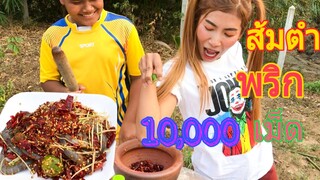 ส้มตำกุ้งสด พริก 10,000 เม็ด ตำแบบแผ่นดินสะเทือน