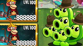 Monkey Zombie LEVEL 100 vs All Plants เลเวลสูงสุด - ใครคือ Plant ที่ดีที่สุด - เกมเพลย์ PvZ 2