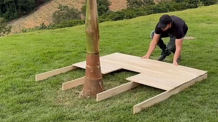 Look at the genius idea he had with this tree that was in the middle of the back