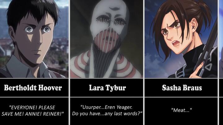 Last Words of Attack on Titan Characters (Anime Only)