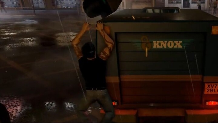 Wei hijacking a security truck in style.