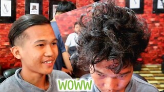 cara meluruskan rambut permanen, pria remaja