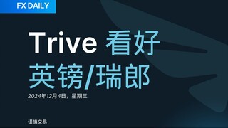 FX DAILY：Trive 看好英镑/瑞郎