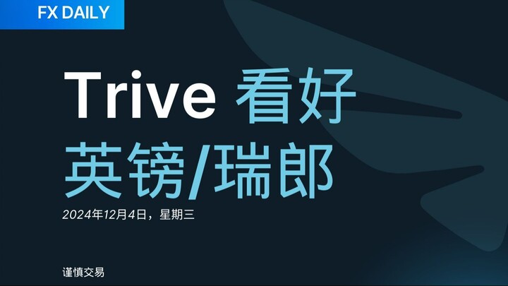 FX DAILY：Trive 看好英镑/瑞郎