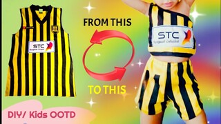 DIY | Baby Top with Shorts Cutting and Stitching | One Shoulder Baby Frock Designs | Refashion