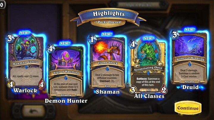 Open Hearthstone packs: Cataclysms, Years of Scarab
