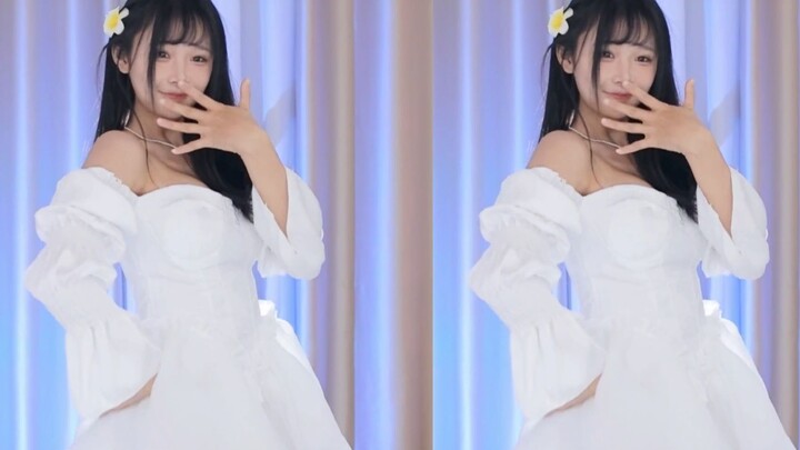 【鱼子酱】《叮叮当当舞》白色连衣裙套装 直播跳舞录屏