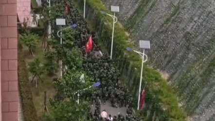 A guy pretends to be a drill instructor and orders the entire formation to stand up (do not imitate)