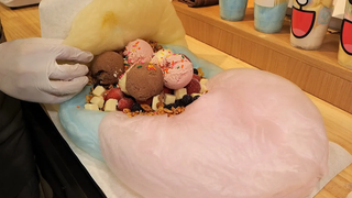 Cotton Candy ไอศกรีม Burrito และ Cloud Roll Cotton Candy / Cotton Candy Burrito / Korean Cafe