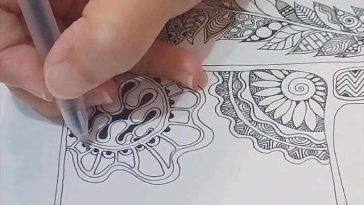 Zentangle - Circle pattern 圆形禅绕图 #zentangle #learntodraw #creativehealing #handcraft #禅绕画 #绘画治愈 #手绘