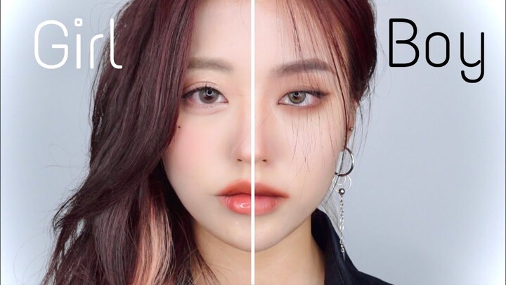 Half kpop male & female makeup 반반 여돌 vs 남돌 메이크업