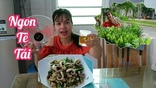 #126: Hái mớ rau cải xanh xào mì UDON với bạch tuộc, uống nước nhụy hoa nghệ tây ngon xuất sắc