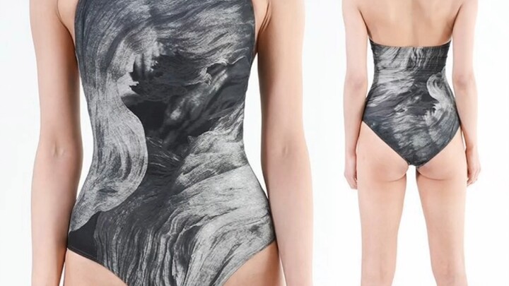 水墨风立领连体舞蹈服