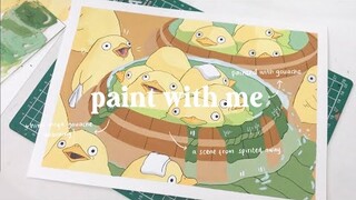 paint with me : a scene from spirited away by studio ghibli + miya himi jelly gouache unboxing🎨