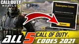 5 NEW Call of Duty Mobile CODES | CODM Redeem CD Keys 2021