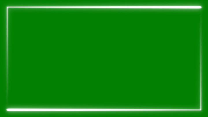 Square Shape Frame -  White Neon Effect - Green Screen - Chroma Key - No Copyrig