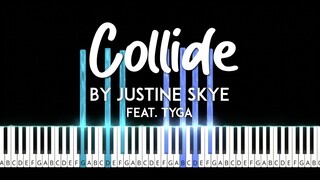 Collide by Justine Skye feat. Tyga synthesia piano tutorial + sheet music